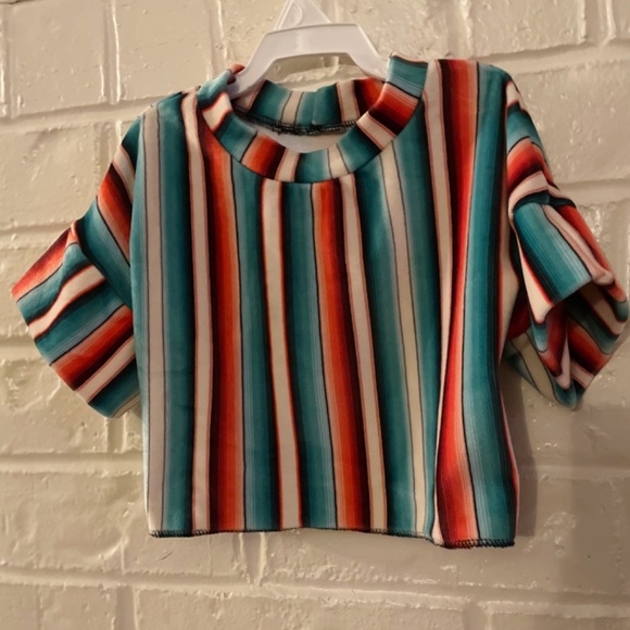 Vintage Velvet Matching Serape Set Boho Bellbottoms Crop Top - Picture 2 of 4